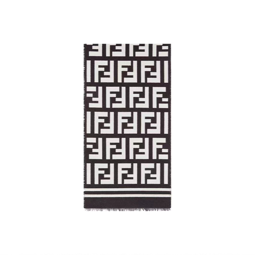 펜디 FENDI 블랙 울 실크 스카프 FXS424A3Q1F0QA1