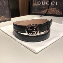 구찌 인터로킹 골드 실버 버클 벨트 2.5cm 370717