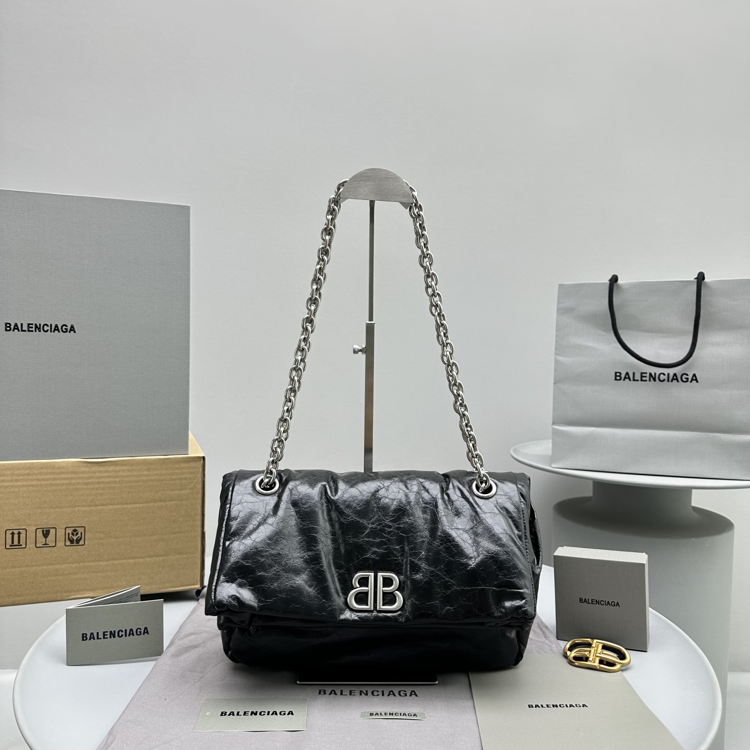 발렌시아가 Monaco BB로고 숄더백 미듐-스몰 7659662AAR8100