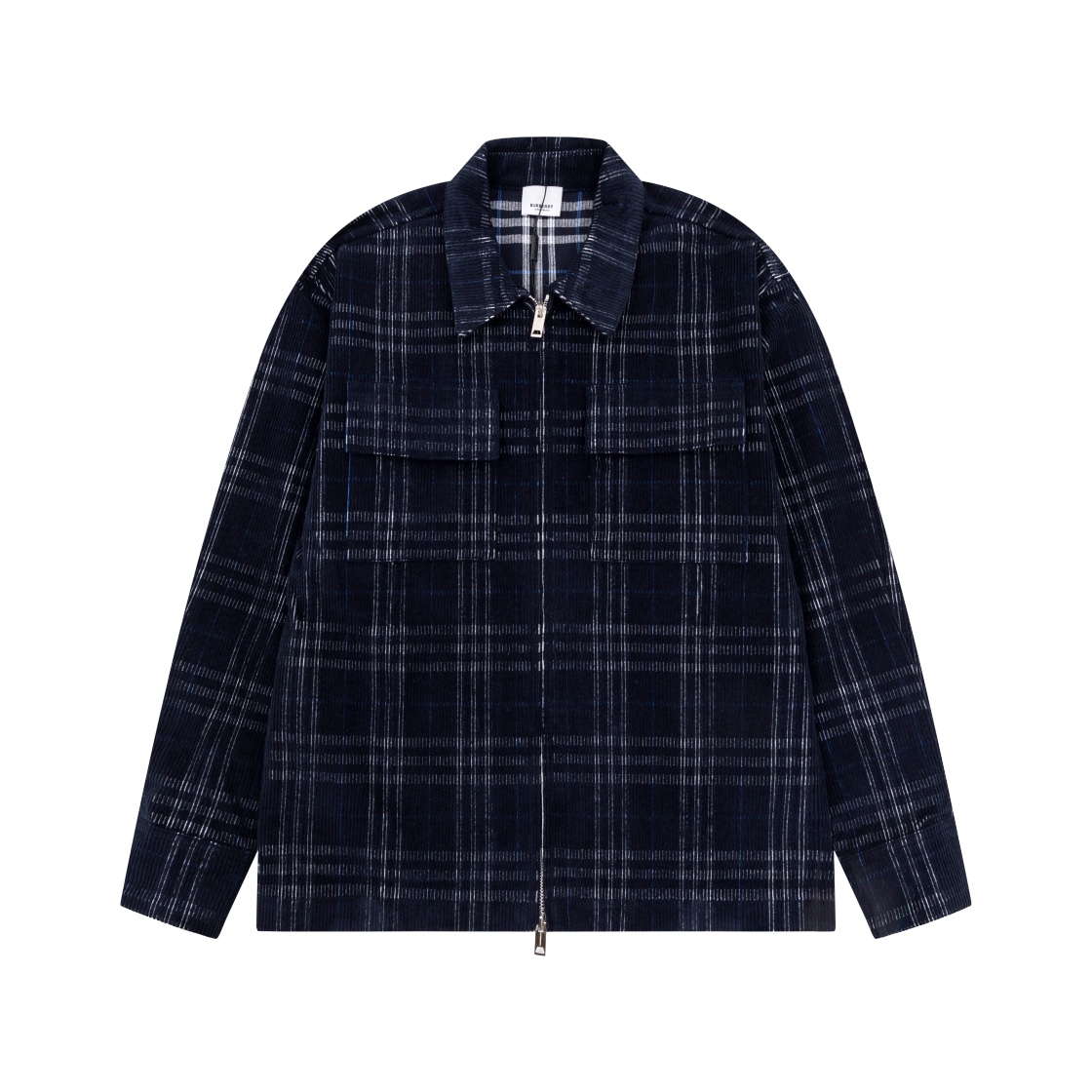 버버리 Burberry 체크 코듀로이 셔츠 - 화이트/다크 블루 80719471
