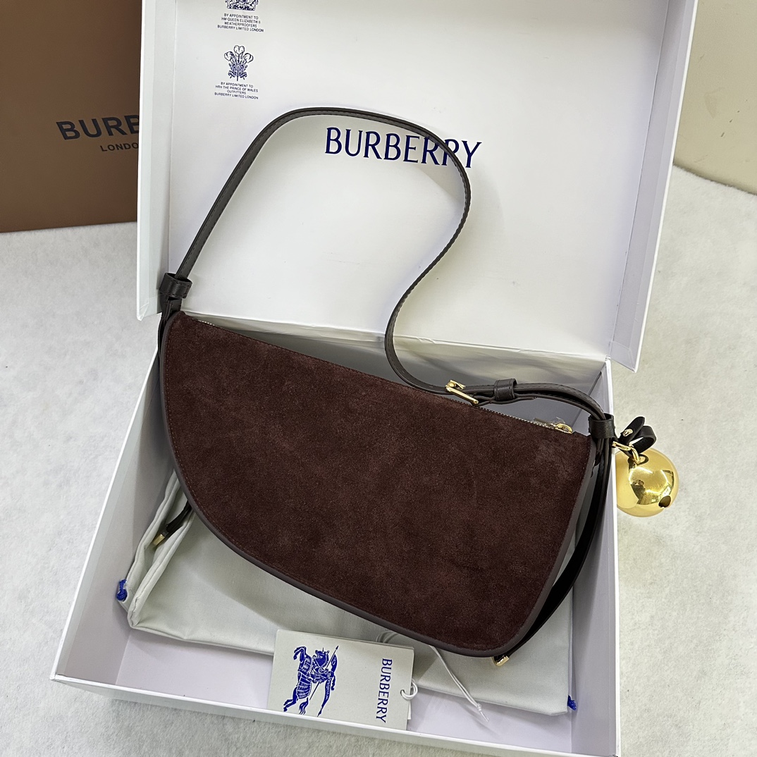 버버리 BURBERRY 드롭 장식 스웨이드 숄더백 8075574