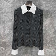 샤넬 FW24 로고만 프린트 싱글 긴팔셔츠 블랙화이트 P78128