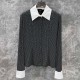 샤넬 FW24 로고만 프린트 싱글 긴팔셔츠 블랙화이트 P78128