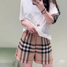 버버리 체크 코튼 쇼츠 아카이브 바지 베이지 80710911